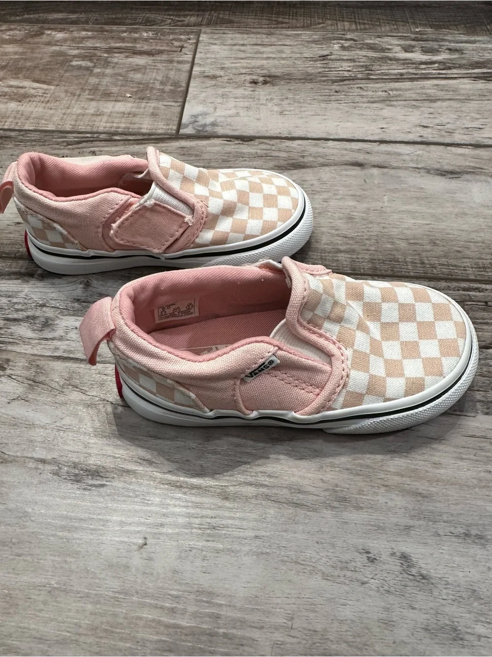 Vans Kids Slip-On Checkerboard Sneakers - Light Pink & White